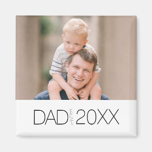 Dad Established Modern photo year design  Magnet