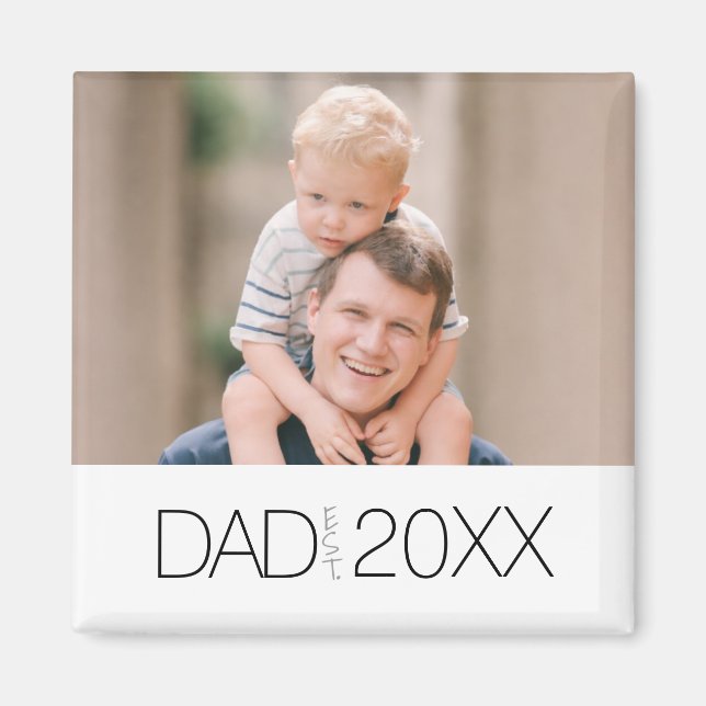 Dad Established Modern photo year design  Magnet (Front)