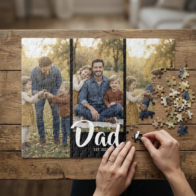 Dad Established Modern Script 3 Photo Jigsaw Puzzle (Dad Established Modern Script 3 Photo Jigsaw Puzzle)