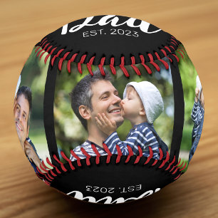 Dad Established Modern Script Black 3 Photo Baseball