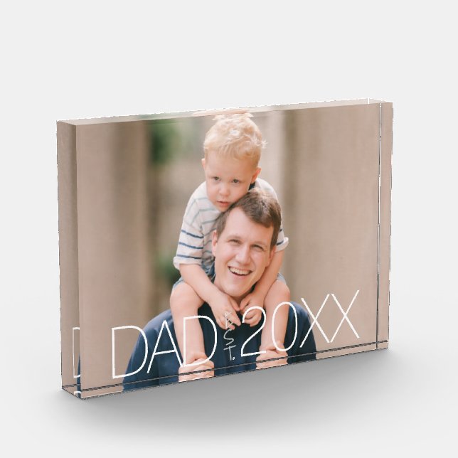 Dad Established Modern Script Photo  Block (Left)