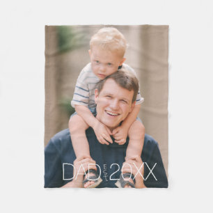 Dad Established Modern Script Photo Fleece Blanket