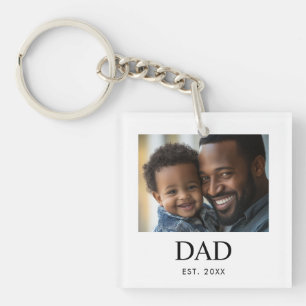 Dad Established Modern Simple Photo Key Ring