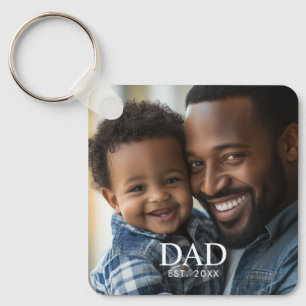 Dad Established Modern Simple Photo Key Ring