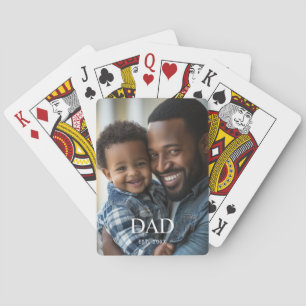 Dad Established Modern Simple Photo  Playing Cards