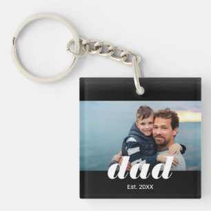 Dad Established Modern Typography Photo Key Ring