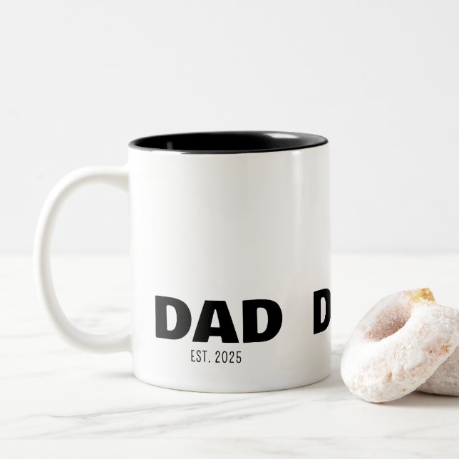 Dad Established New Dad Gift Two-Tone Coffee Mug (With Donut)