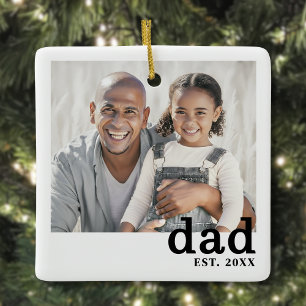 Dad Established Personalised Photo Christmas Ceramic Ornament