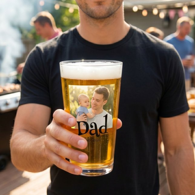 Dad Established Photo Black Fun Bold Simple Glass (Creator Uploaded)