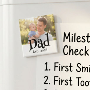 Dad Established Photo Black Fun Bold Simple Magnet