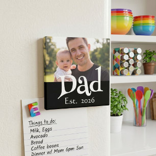 Dad Established Photo Black Fun Bold Simple Magnet
