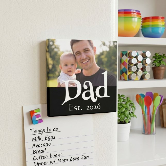 Dad Established Photo Black Fun Bold Simple   Magnet (Creator Uploaded)