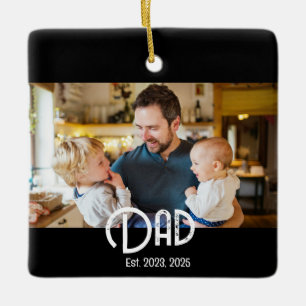 Dad Established Photo Black White Grunge Ceramic Ornament