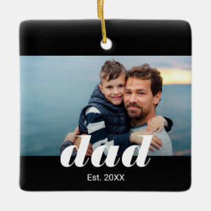 Dad Established Photo Ceramic Ornament