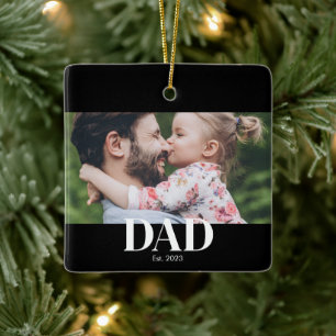 Dad Established Photo Ceramic Ornament
