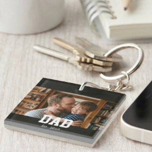 Dad Established Photo Father's Day Gift Key Ring