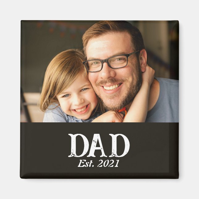Dad Established Photo Father's Day Gift Magnet (Front)