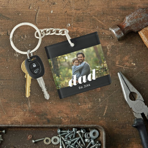 Dad Established Photo Father's Day Key Ring