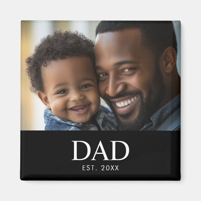 Dad Established Photo Father's Day  Magnet (Front)