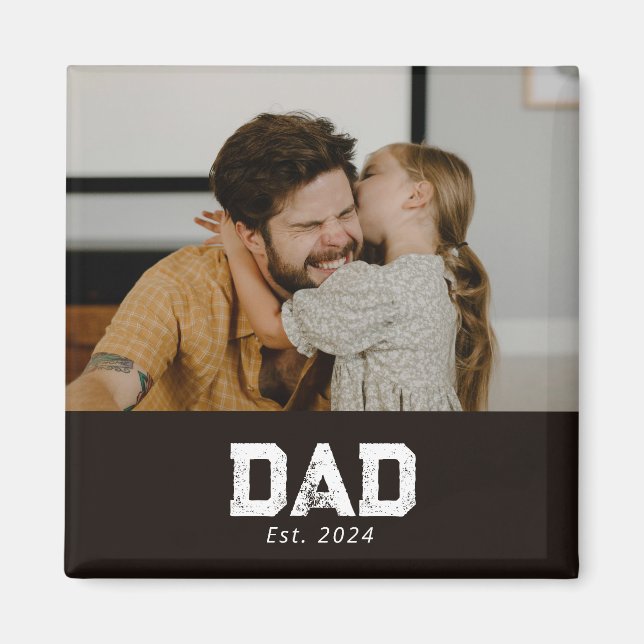 Dad Established Photo Father's Day Magnet (Front)