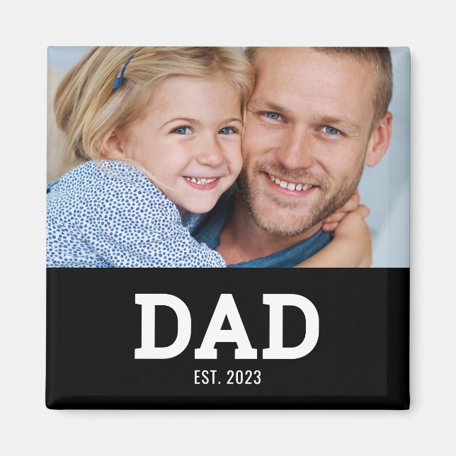 Dad Established Photo Father's Day Magnet (Front)