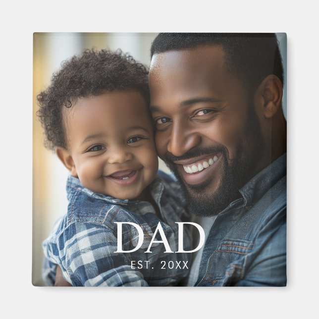 Dad Established Photo Father's Day  Magnet (Front)