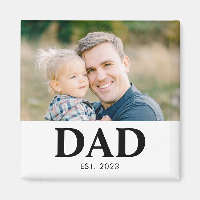 Dad Established Photo Fathers Day Magnet (Front)