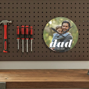 Dad Established Photo Father's Day Round Clock