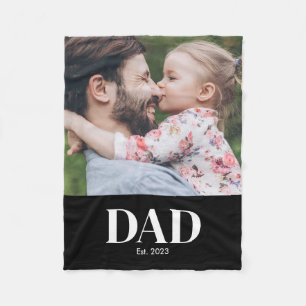 Dad Established Photo Fleece Blanket