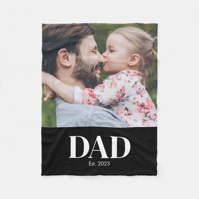 Dad Established Photo Fleece Blanket (Front)