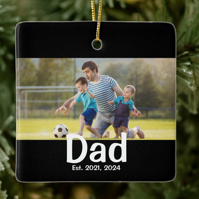 Dad Established Photo Gift  Ceramic Ornament (Creator Uploaded)