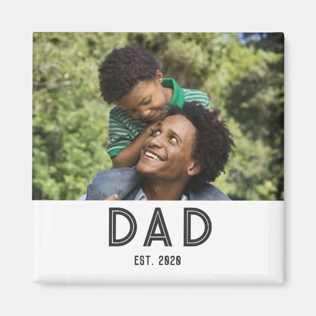 Dad Established Photo Gift Father's Day Magnet (Front)