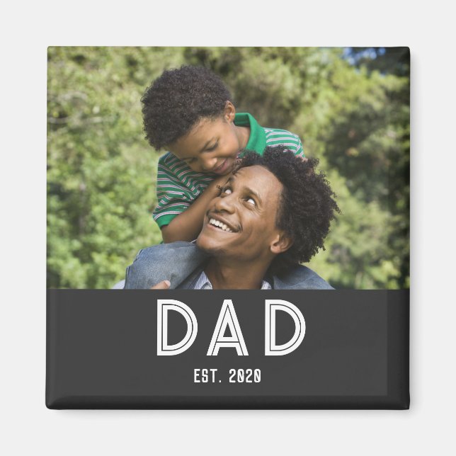 Dad Established Photo Gift Father's Day Magnet (Front)