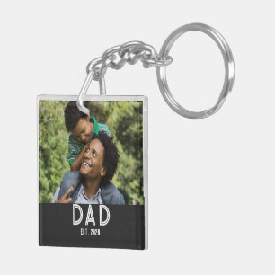 Dad Established Photo Gift Father's Day Magnet Key Ring