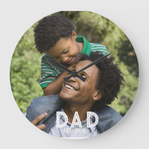Dad Established Photo Gift Father's Day Magnet Large Clock