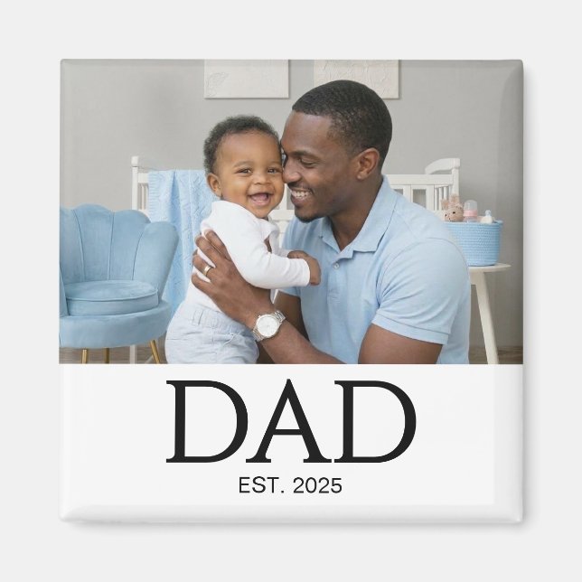 Dad Established Photo Gift Magnet (Front)