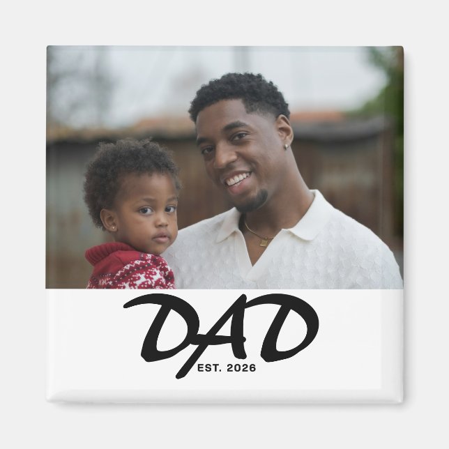 Dad Established Photo Gift Magnet (Front)