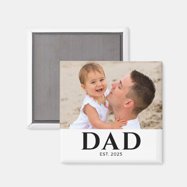 Dad Established Photo Gift Magnet (Front/Back)