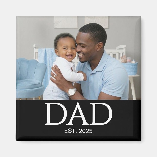 Dad Established Photo Gift Magnet (Front)