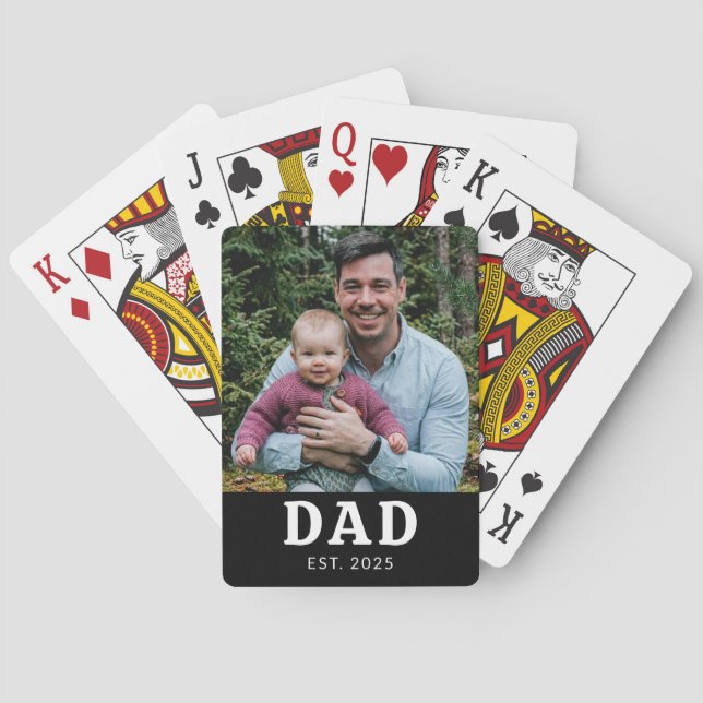 Dad Established Photo Gift  Playing Cards (Back)