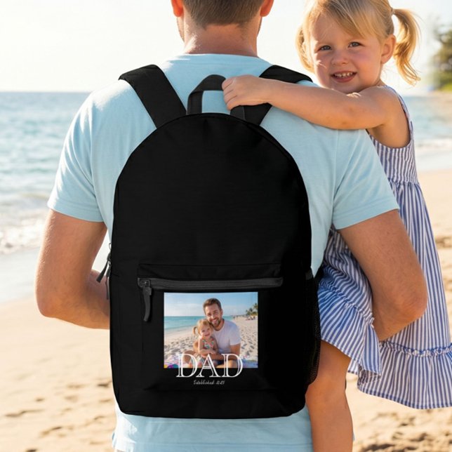 Dad Established Photo Minimal Father's Day Gift Printed Backpack (Creator Uploaded)