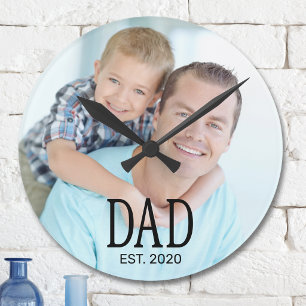 Dad Established Photo Round Clock