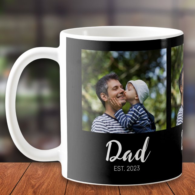 Dad Established Script Black 3 Photo Coffee Mug (Creator Uploaded)