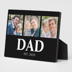 Dad Established Script Black 3 Picture Father Plaque