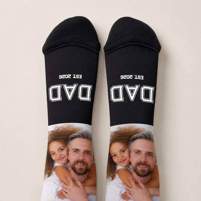 Dad Established Script Black Photo Socks (Creator Uploaded)