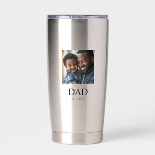 Dad Established Simple Black 2 Photo Insulated Tumbler