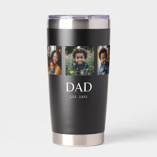 Dad Established Simple Black 3 Photo Insulated Tumbler