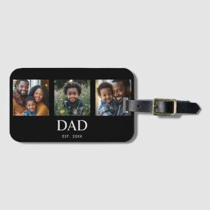 Dad Established Simple Black 3 Photo Luggage Tag