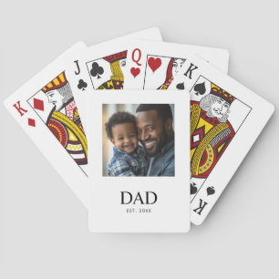 Dad Established Simple Black Photo  Playing Cards