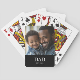 Dad Established Simple Black Photo  Playing Cards